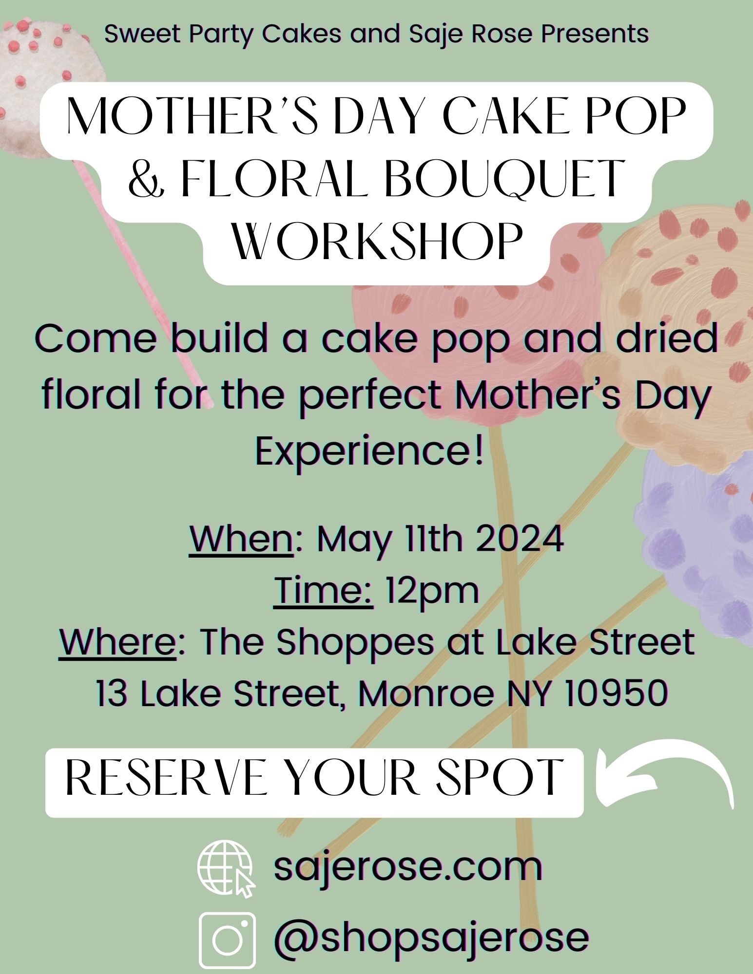 Mother's Day Cake Pop & Floral Bouquet Workshop