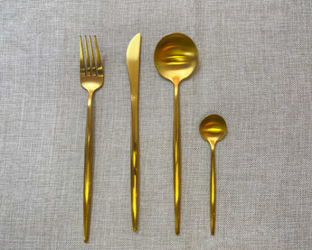 Saje Rose Matte Gold Flatware Set 