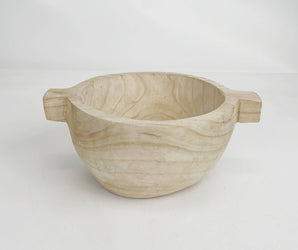 Paulownia Wood Round Bowl with Wood Handles