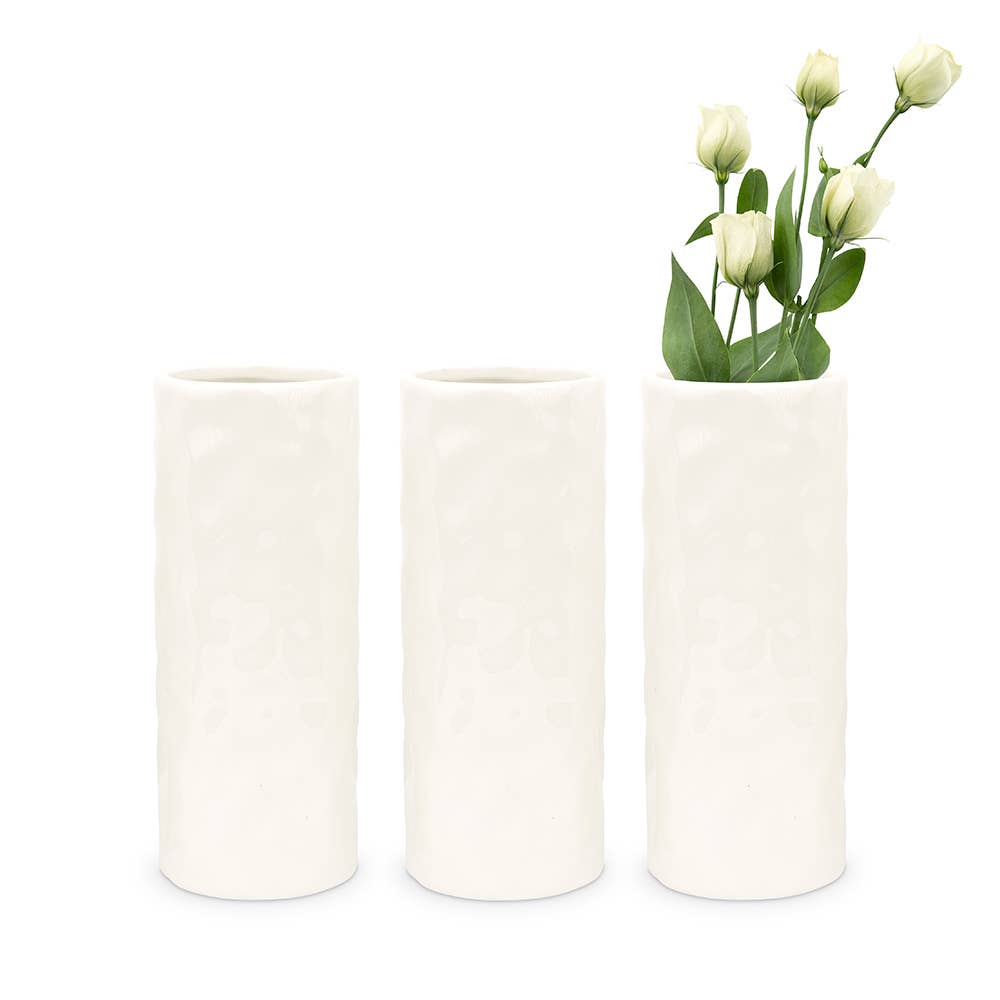 Cylindrical Rimmed Vase Dimpled Cylindrical Ceramic Vase – Saje Rose®