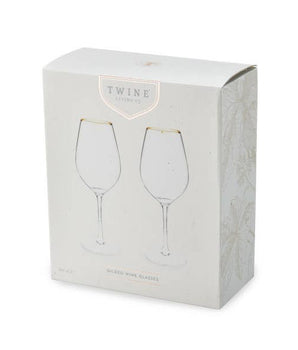 Gilded Gold-Rimmed Glass Stemmed Wine Glasses -Set of 2