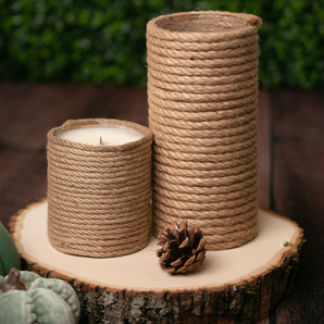 Handmade Twine Vase made with 8mm twine and handmade twine candle hand-poured with beeswax, soy vegan wax, lavender and lemongrass essential oils | Twine Bundle 