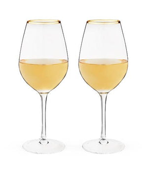 Gilded Gold-Rimmed Glass Stemmed Wine Glasses -Set of 2