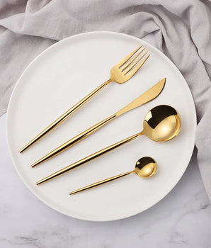 Saje Rose Mirror Gold Flatware Set 