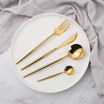 Saje Rose Mirror Gold Flatware Set 